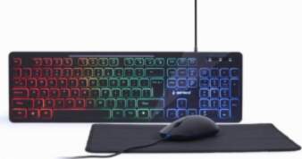 Gembird 3-in-1 Backlight Desktop Set Black
