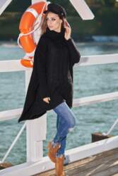 Moherowy golf oversize LS215 czarny