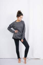 Sweter z koronką SUZANNE grafit