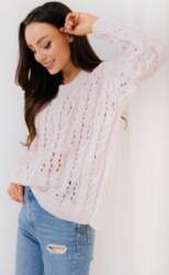 Sweter LS318 pudrowy róż