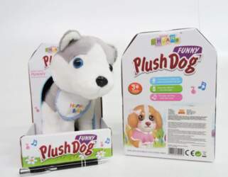 *DOG PLUSH HUSKY interact. bell 3+