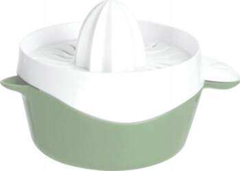 Citrus squeezer with container with spout