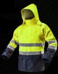 High visibility work jacket waterproof yellow