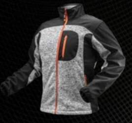 Knitted sweatshirt reinforced with softshell fabric