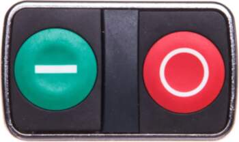 Double button drive green/red/O-I/no light with