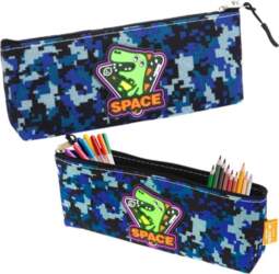 Pencil Case Space Dinosaur Pixels Blue