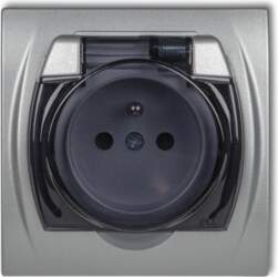 Splash-proof socket Logo w/u silver metallic
