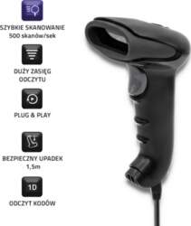 Qoltec 50866 Laser barcode reader 1D
