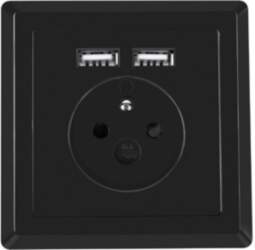 Lanberg AC-WS01-USB2-EB flush-mounted socket AC-WS01-USB2-E-B