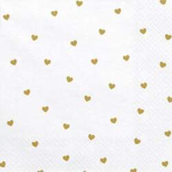 Party Deco Serwetki Serca bialy 33x33cm