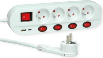ROLINE 4-way power strip with switch