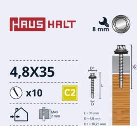 SELF SCREW 4 8X35 WOOD+EPDM ZN