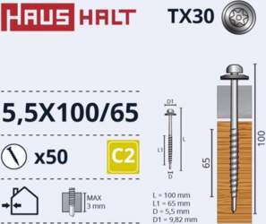 SELF SCREW 5 5X100/65 TORX/EPDM ZN