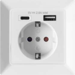 Single socket 2P+Z (Schuko) USB-A +