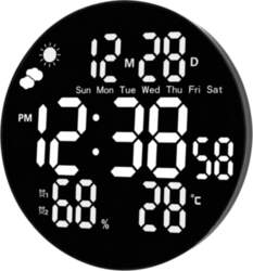 Digital LED wall clock date temperature