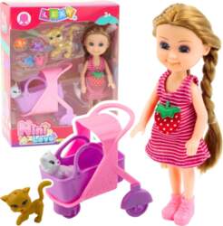 Mini Doll With Accessories Cat Stroller