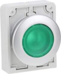 Push button 30mm flat green with