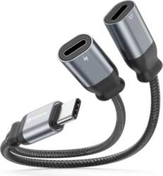 Swissten Textile USB-C Audio Charging Adapter