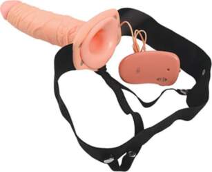 Vibrating penis prosthesis on straps straps