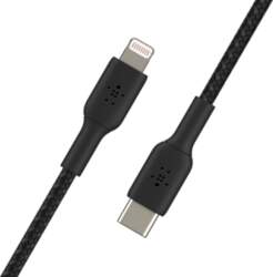 Cable braided USB-C Lightning 2m black