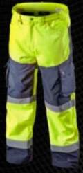 High-visibility softshell work trousers yellow size