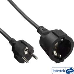 InLine Power extension cable  black  3m