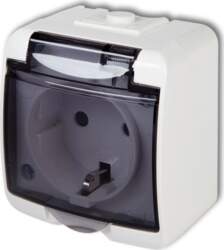 JUNIOR Single socket with/without SCHUKO (smoke