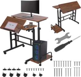 Maclean mobile laptop desk black 80x60cm