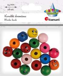 Round plastic beads with a face