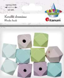 Wooden cube beads cut pastel 10
