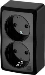 DOUBLE SCHUKO SURFACE SOCKET BLACK 3738-09