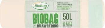 Drawstring compostable waste bags BioBag 50L