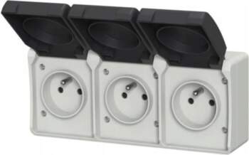 Düwi Triple socket  surface-mounted grounded socket