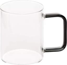 Glass mug with colored handle 200