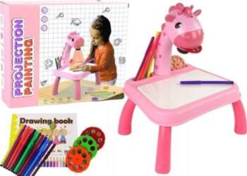 Pink projector table for learning how