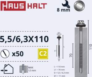 SELF SCREWS 5 5/6 3X110 MET+EPDM