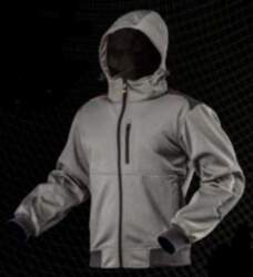 Softshell work jacket with detachable hood