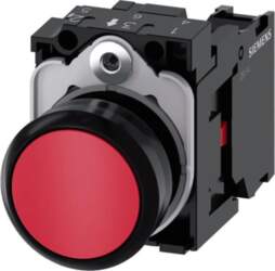 Complete button red flat 22 mm