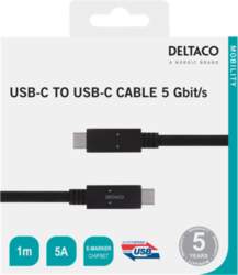 DELTACO USB-C - USB-C kabelis  5Gbit