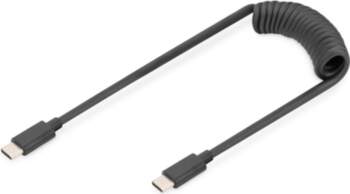 DIGITUS Ladekabel USB-C-USB-C Spiralkabel 1m schwarz