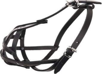 Dino Dog Muzzle Leather Riveted 5