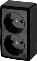 ELEKTROPLAST DOUBLE SCHUKO SURFACE SOCKET BLACK