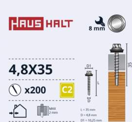 SELF SCREW 4 8X35 WOOD+EPDM ZN