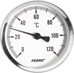 Termometrs FERRO Dn63 1/2" aksiāls 0-120C
