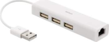 HUB USB Deltaco 1x RJ-45 +