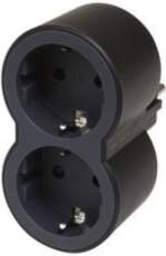 MOP SCH 2X2P+E FRONT OUTLETS BLACK