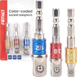 Color-coded socket adaptors 3el. 1/4" 3/8"