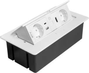 Furniture socket MULTISOFT, 2xSHUKO, USB A+C