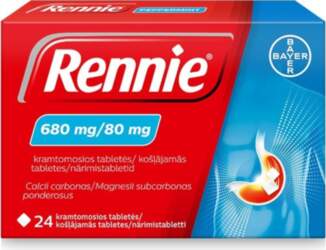 Rennie 680 mg/80 mg, 24 košļājamās