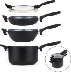 (T-MLX49475) Stackable metallic marble pan set